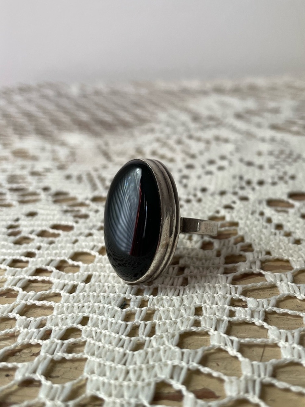 Sterling silver black onyx ring 10.5!